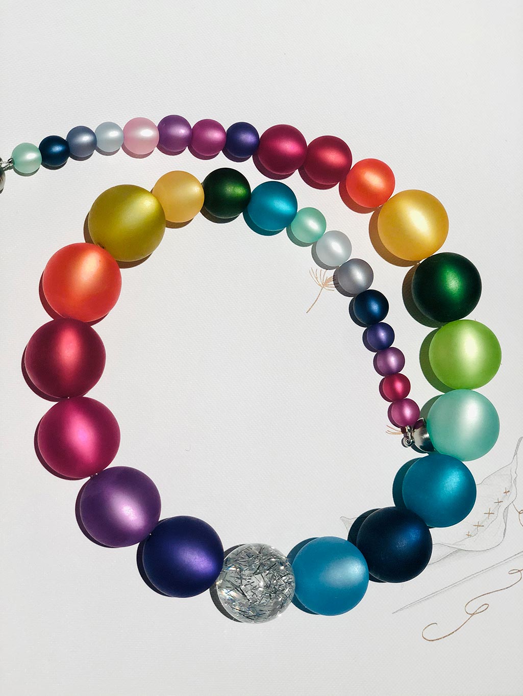 Rainbow Polaris Bead Necklace by Margaret Manning - Rock and Flame Shop