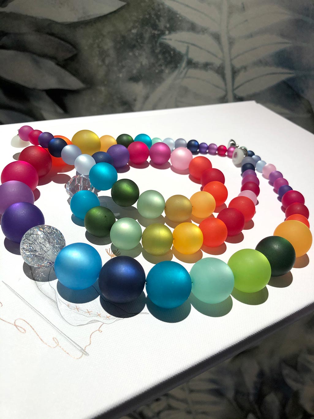 Long Rainbow Bead Necklace
